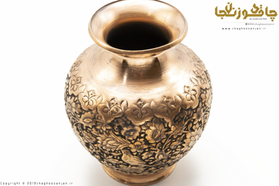 گلدان قلمزنی شده گل و پرنده