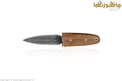 چاقوی نک نایف مدل تیغه مخفی با فولاد داماس همراه با غلاف چوبی