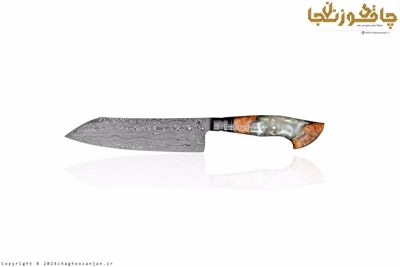 چاقوی فاخر و کمیاب مخصوص آشپزخانه با بولستر یک تکه و تیغه دمشقی M7