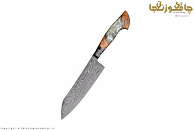چاقوی فاخر و کمیاب مخصوص آشپزخانه با بولستر یک تکه و تیغه دمشقی M7
