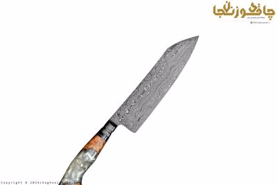 چاقوی فاخر و کمیاب مخصوص آشپزخانه با بولستر یک تکه و تیغه دمشقی M7