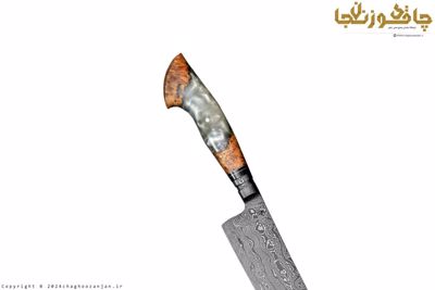 چاقوی فاخر و کمیاب مخصوص آشپزخانه با بولستر یک تکه و تیغه دمشقی M7