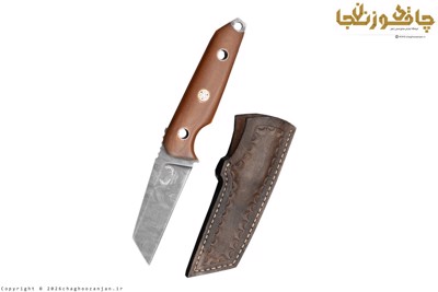 چاقوی نک نایف کلکسیونی طرح تانتو 18 سانتی با تیغه دمشقی و غلاف چرم 